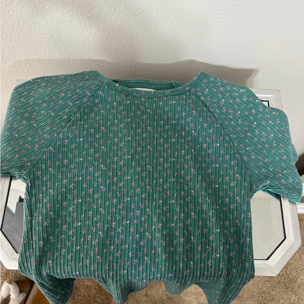 American Eagle Outfitters Green and Pink Floral Blouse